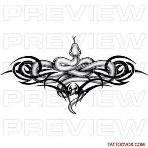 Snake with Tribal tattoo design