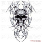 Steel tribal skull tattoo design