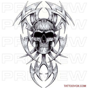 Steel tribal skull tattoo design