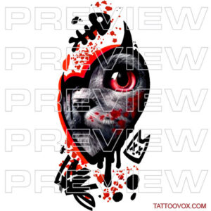 Trash Polka Love Cat Heart Tattoo Drawing stencil drawing buy download color