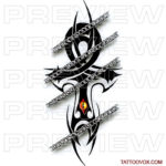 Tribal Cross with chains tattoo design